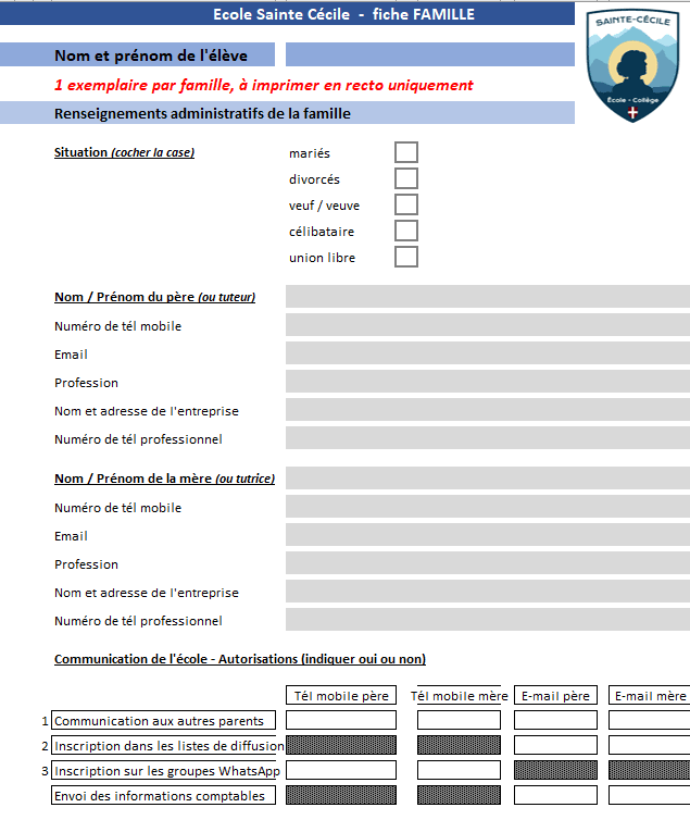 Dossier d'inscription 2024 2025 (xslx)